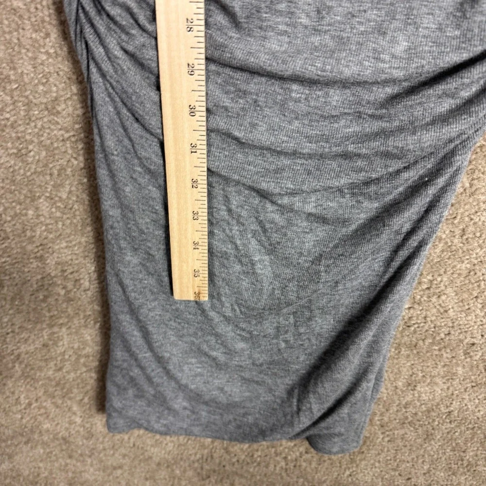 ATM Bodycon Dress Sz Small Gray Long Sleeve Side Ruched Stretch‎ Micromodal Knit
